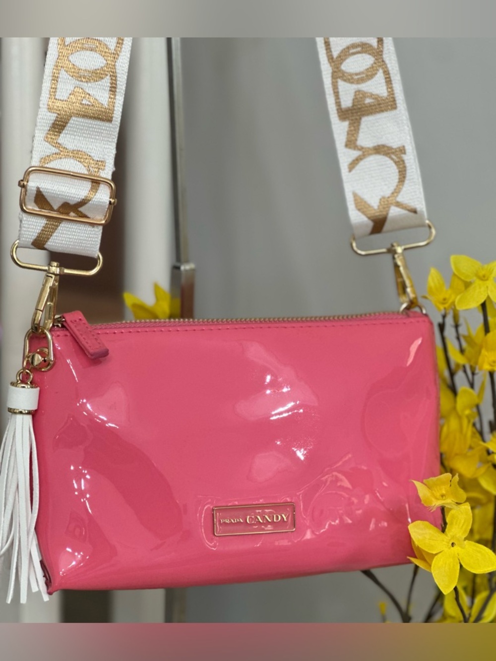 Prada Pink Patent Leather Cosmetic Crossbody Bag - Picture 4 of 8
